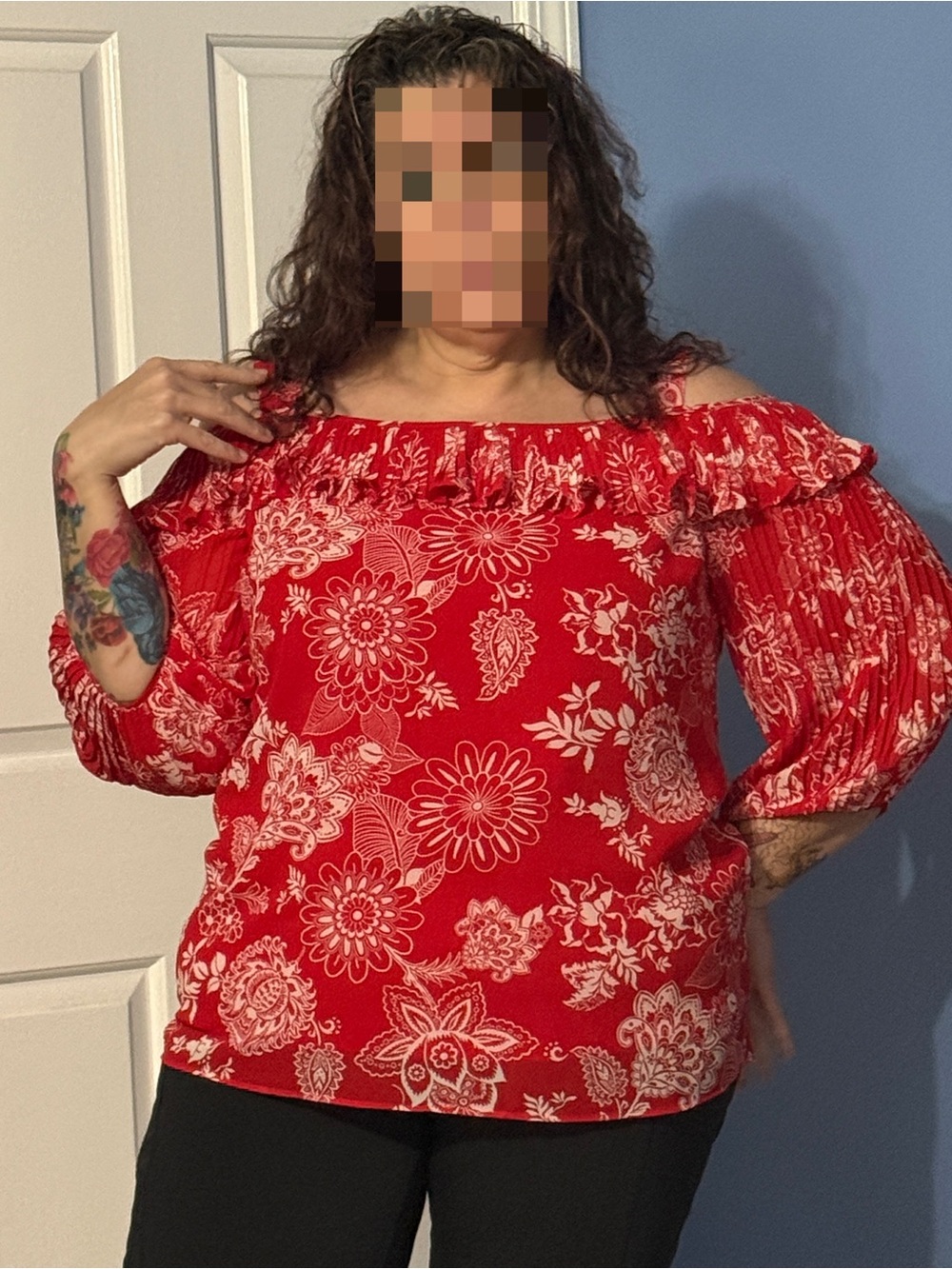 Floral Red Women's Top